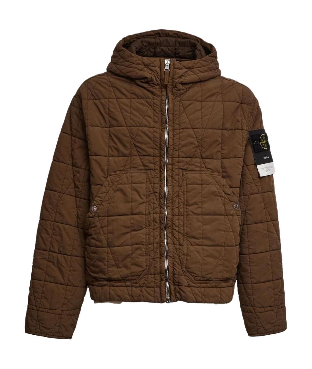 STONE ISLAND Коричневый пуховик, фото 1
