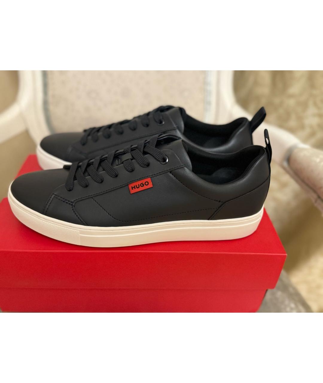 HUGO Темно-синие низкие кроссовки / кеды из искусственной кожи, фото 7