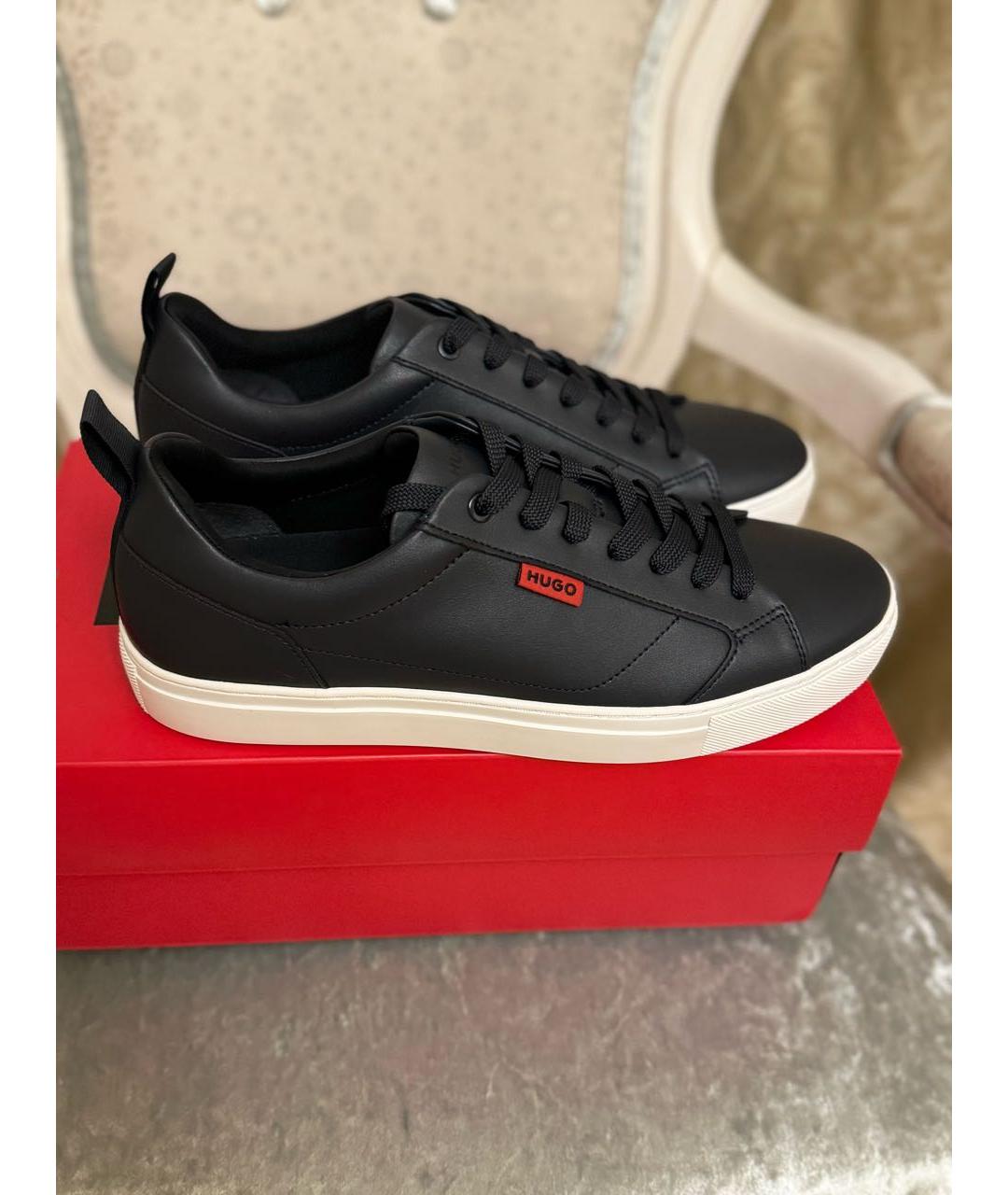 HUGO Темно-синие низкие кроссовки / кеды из искусственной кожи, фото 9