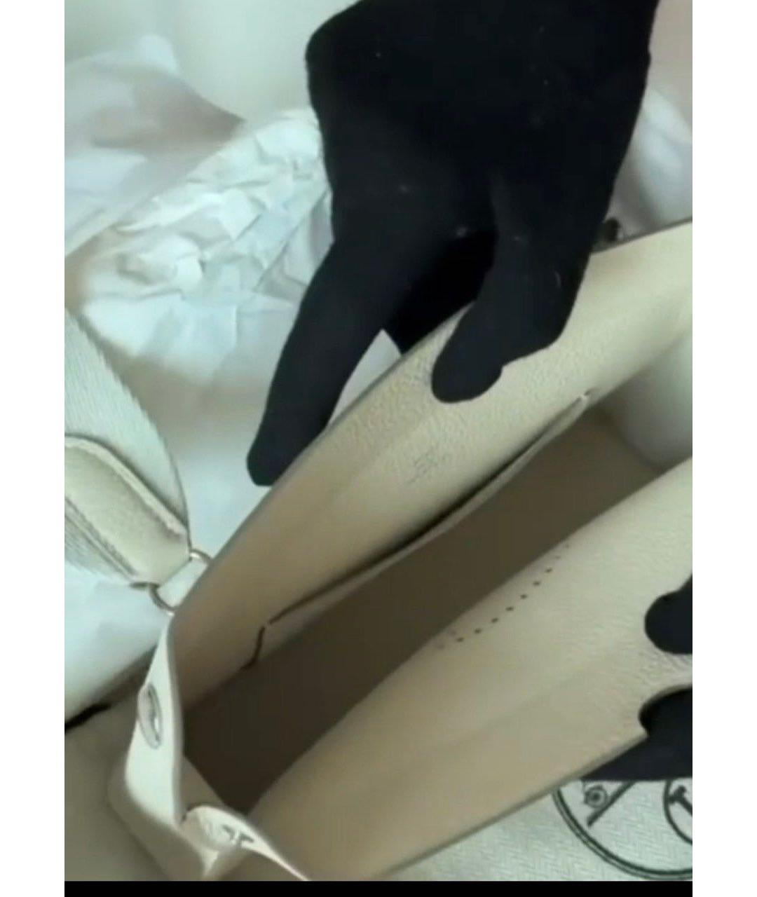 HERMES Белая кожаная сумка на плечо, фото 4