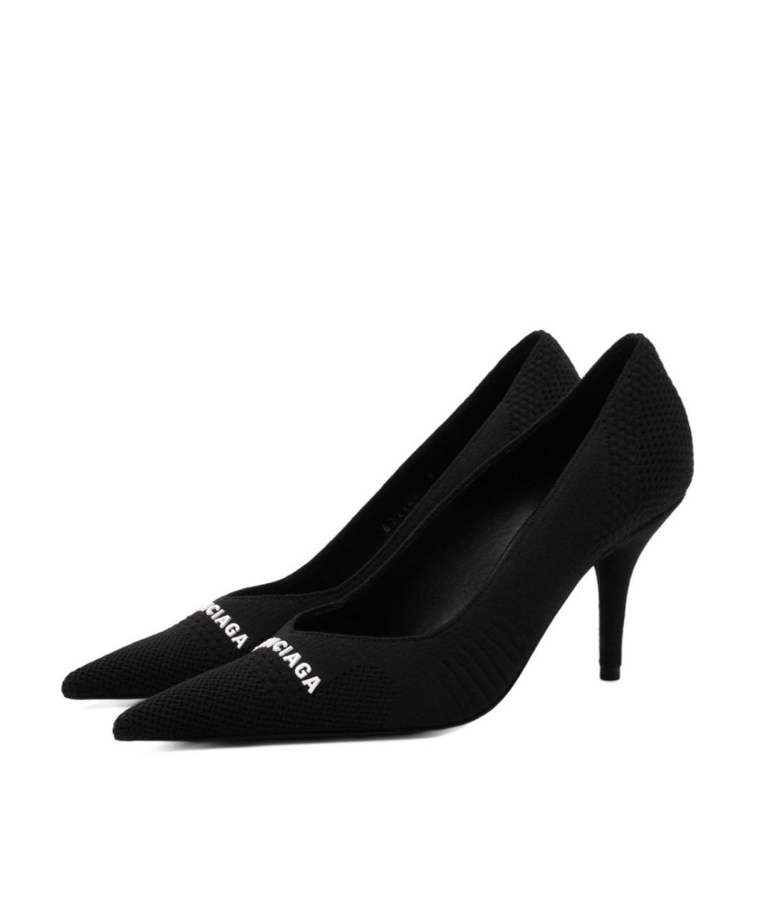 BALENCIAGA Черные текстильные лодочки на низком каблуке, фото 2