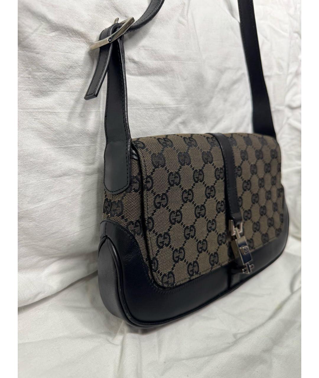 GUCCI Черная жаккардовая сумка через плечо, фото 3