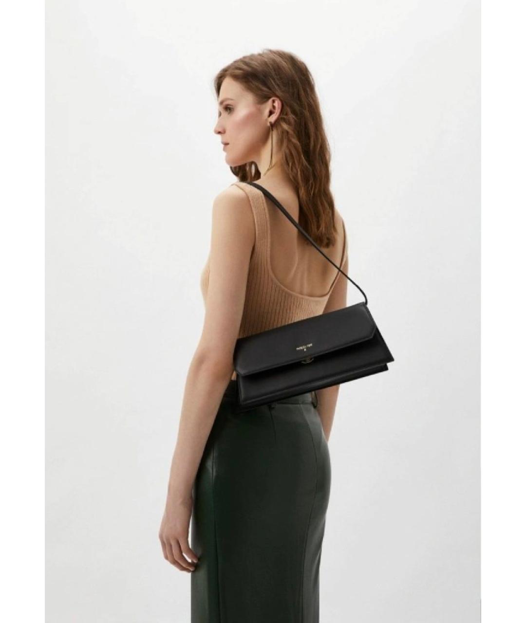 PATRIZIA PEPE Черная кожаная сумка через плечо, фото 4