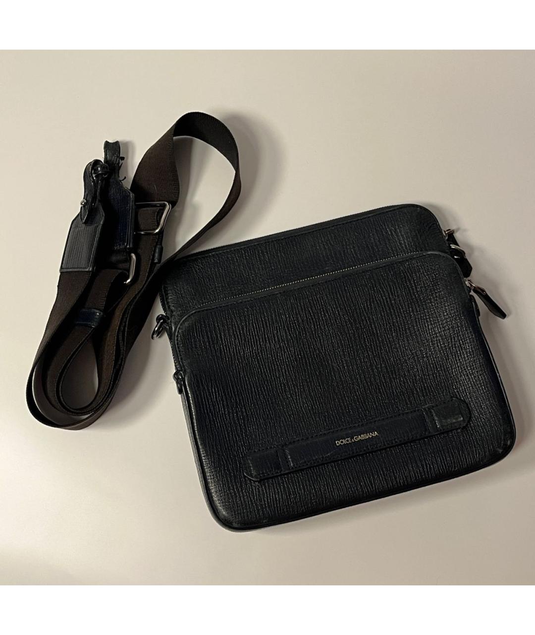 DOLCE&GABBANA Темно-синяя кожаная сумка на плечо, фото 8