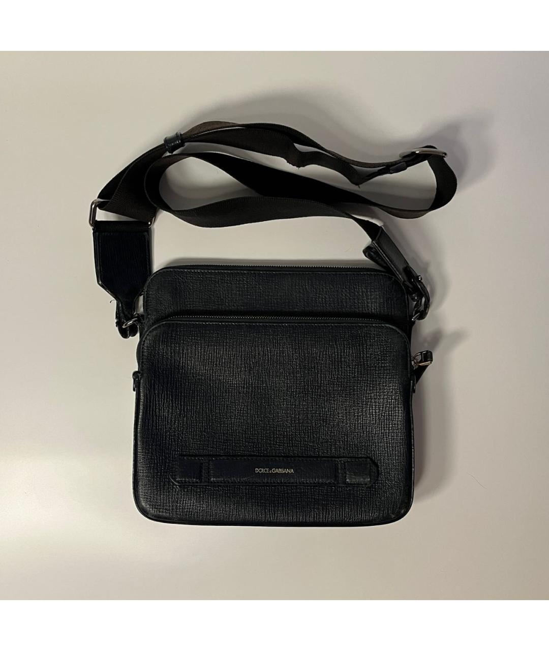 DOLCE&GABBANA Темно-синяя кожаная сумка на плечо, фото 9