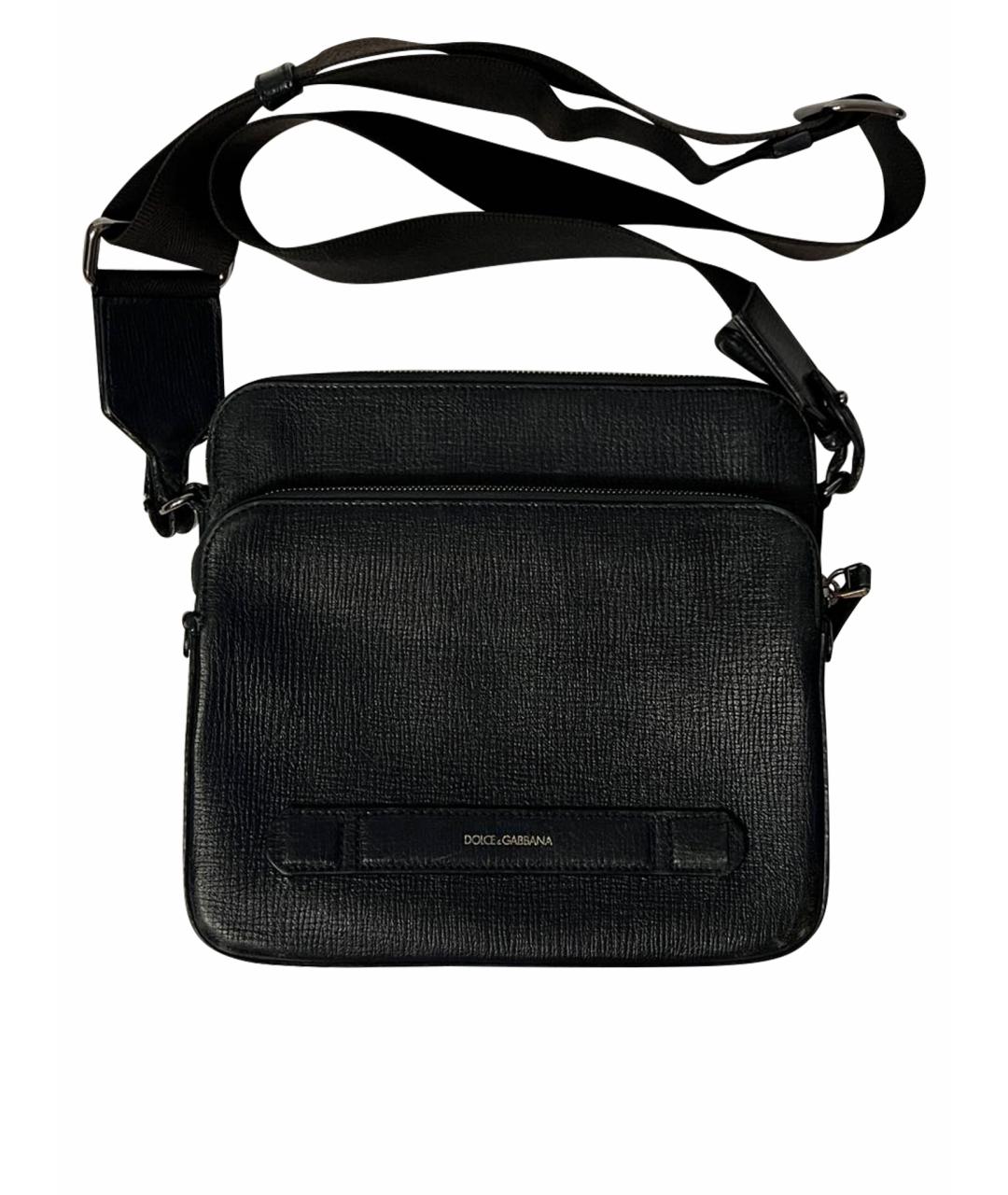 DOLCE&GABBANA Темно-синяя кожаная сумка на плечо, фото 1