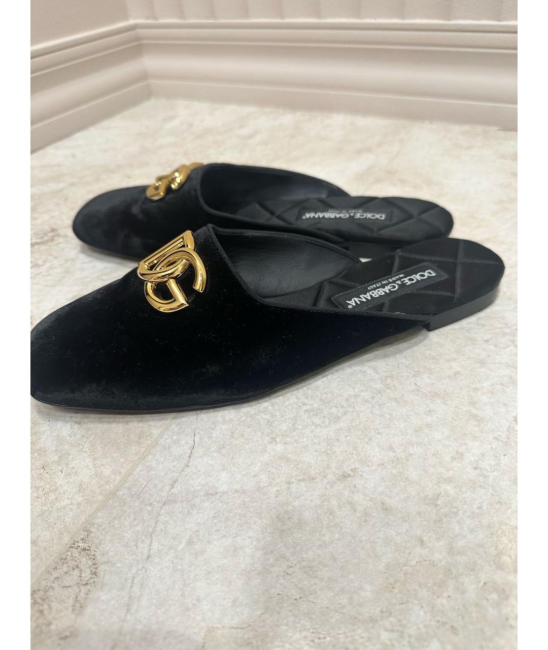 DOLCE&GABBANA Черные бархатные мюли, фото 6