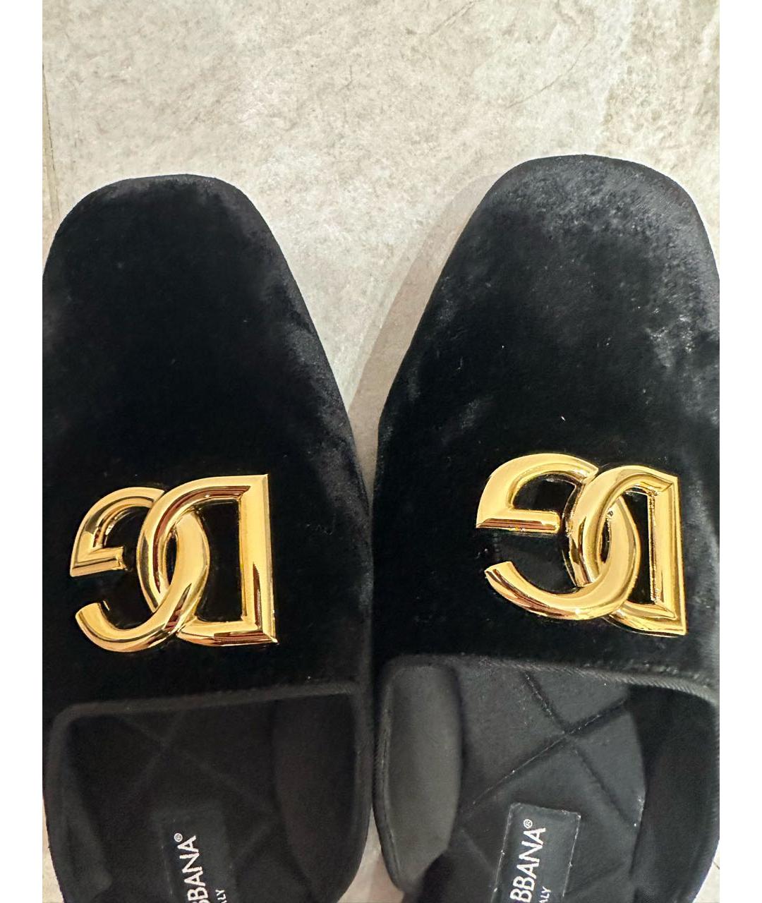 DOLCE&GABBANA Черные бархатные мюли, фото 4