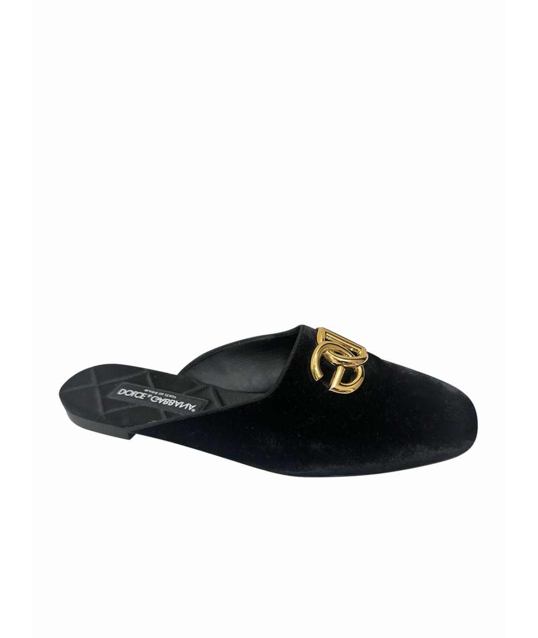 DOLCE&GABBANA Черные бархатные мюли, фото 1