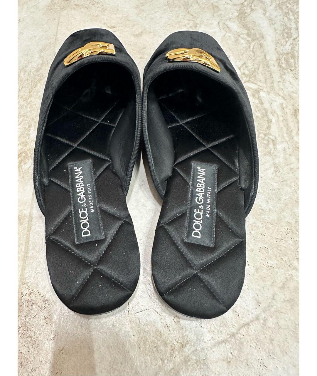 DOLCE&GABBANA Черные бархатные мюли, фото 3