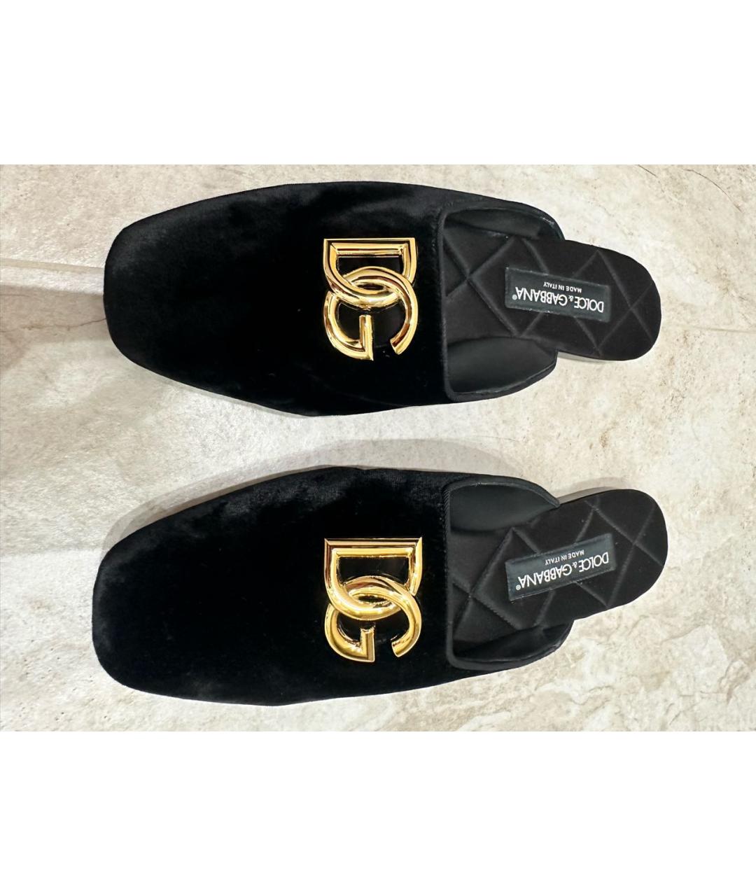 DOLCE&GABBANA Черные бархатные мюли, фото 2