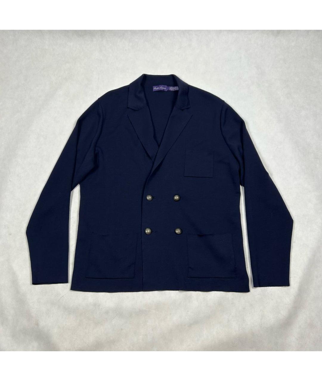RALPH LAUREN PURPLE LABEL Темно-синий шерстяной кардиган, фото 9