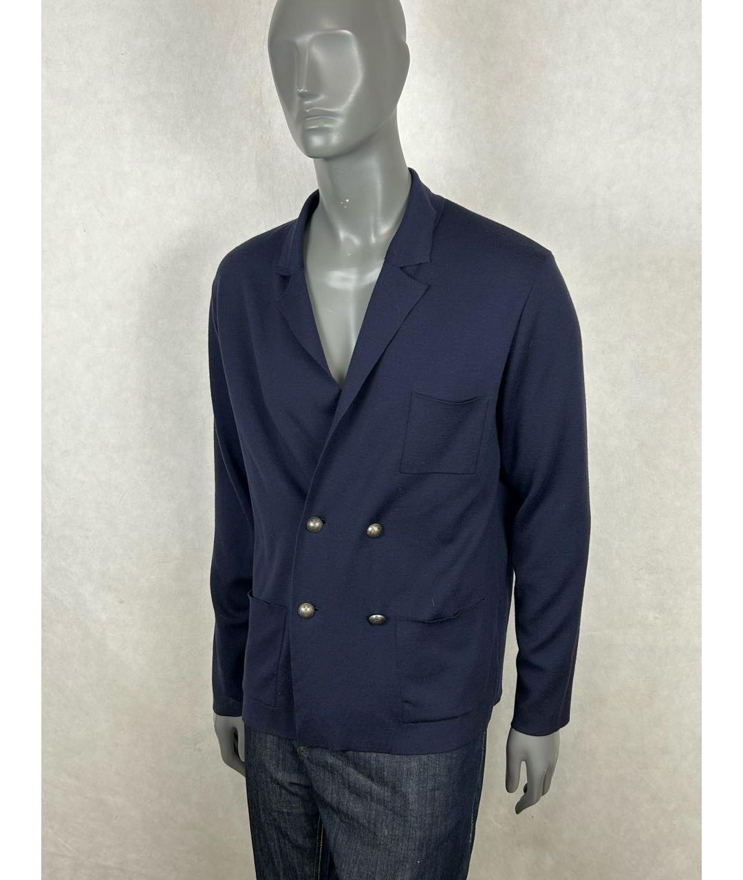 RALPH LAUREN PURPLE LABEL Темно-синий шерстяной кардиган, фото 8