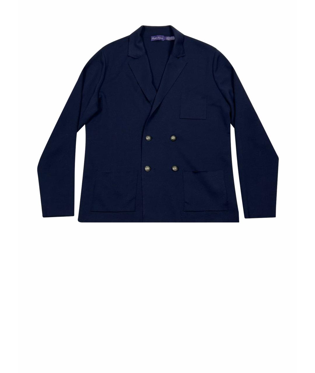 RALPH LAUREN PURPLE LABEL Темно-синий шерстяной кардиган, фото 1