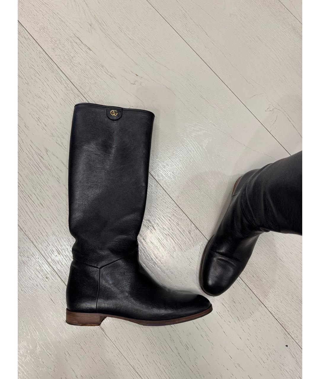 GUCCI Черные кожаные сапоги, фото 6