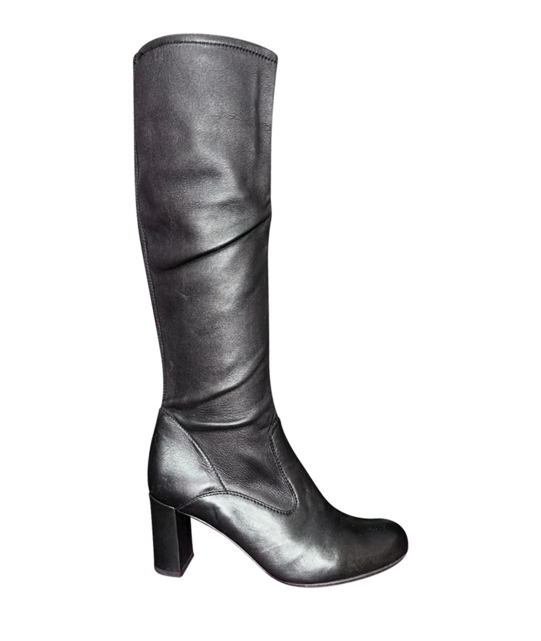 VALENTINO Черные кожаные сапоги, фото 1