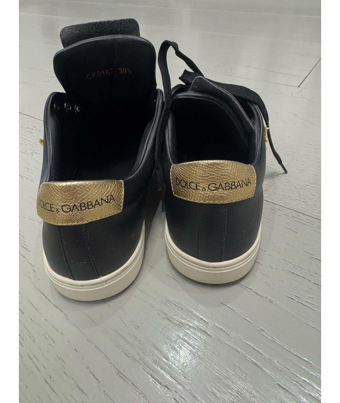 DOLCE&GABBANA Черные кожаные кеды, фото 3