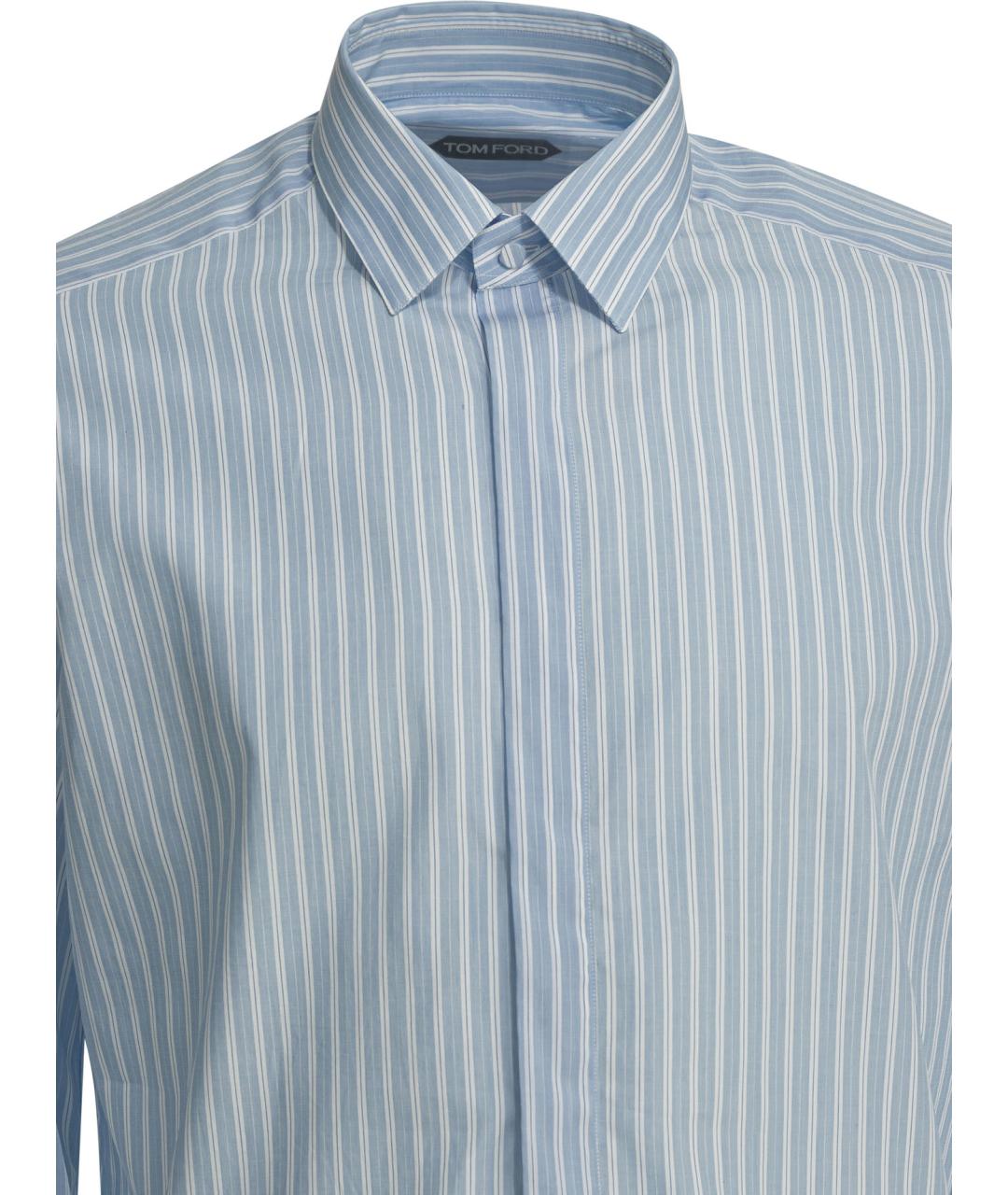 TOM FORD Голубая хлопковая классическая рубашка, фото 3