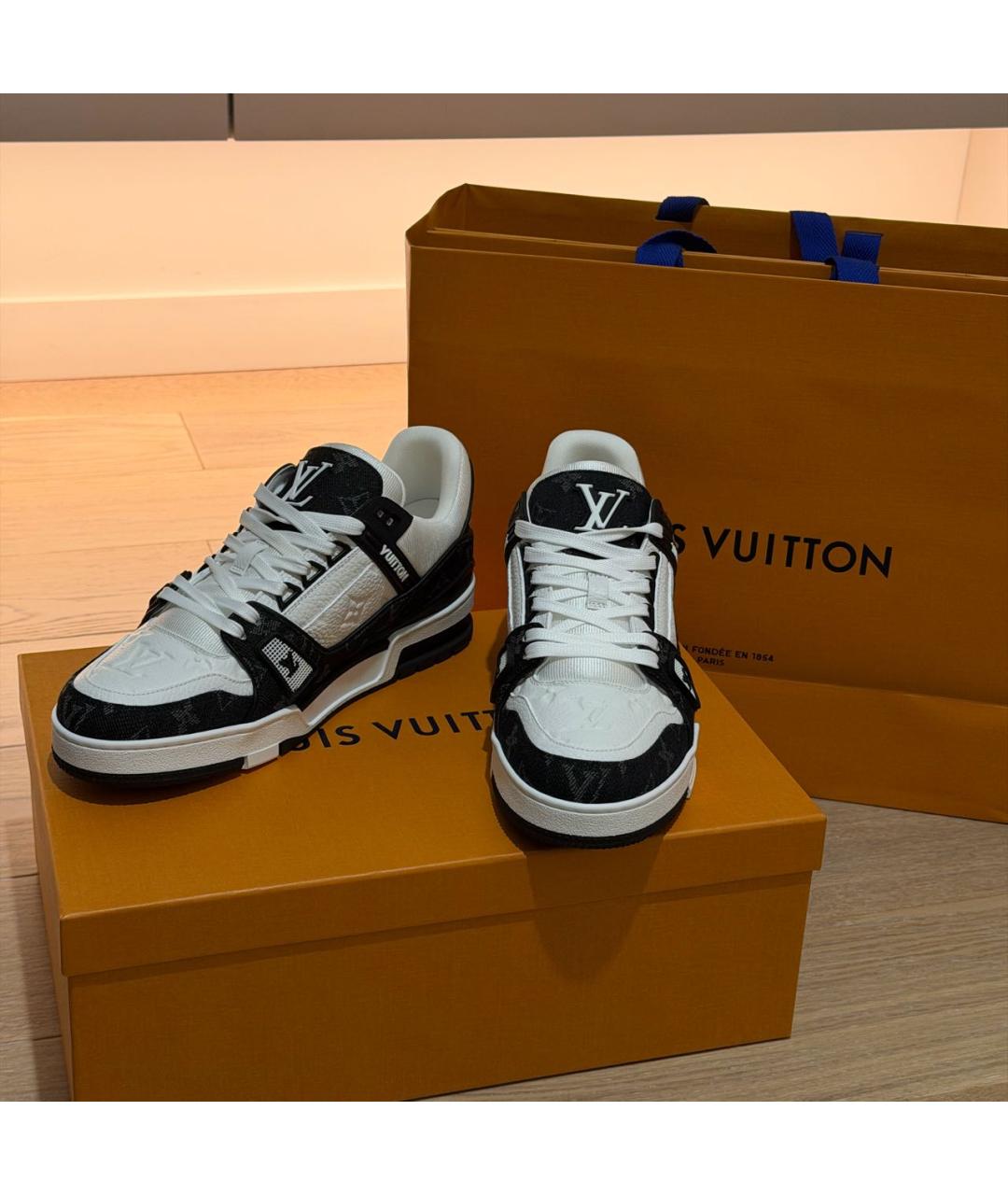 LOUIS VUITTON Черные кожаные высокие кроссовки / кеды, фото 3