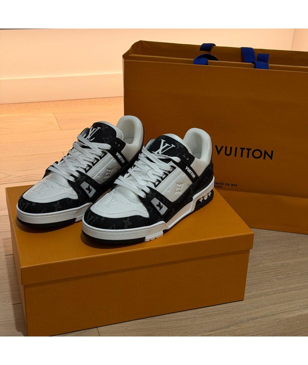 LOUIS VUITTON Черные кожаные высокие кроссовки / кеды, фото 2