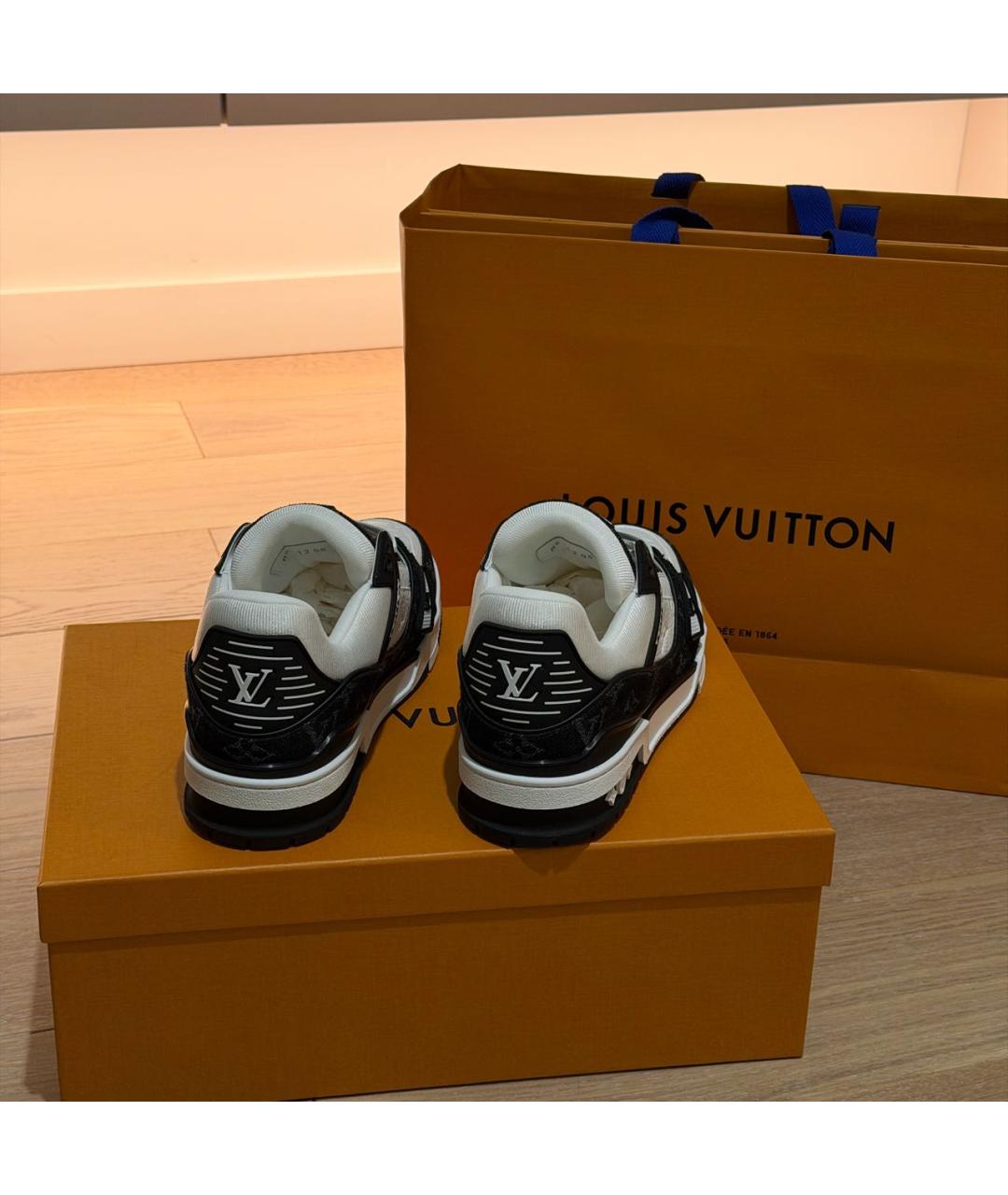 LOUIS VUITTON Черные кожаные высокие кроссовки / кеды, фото 4