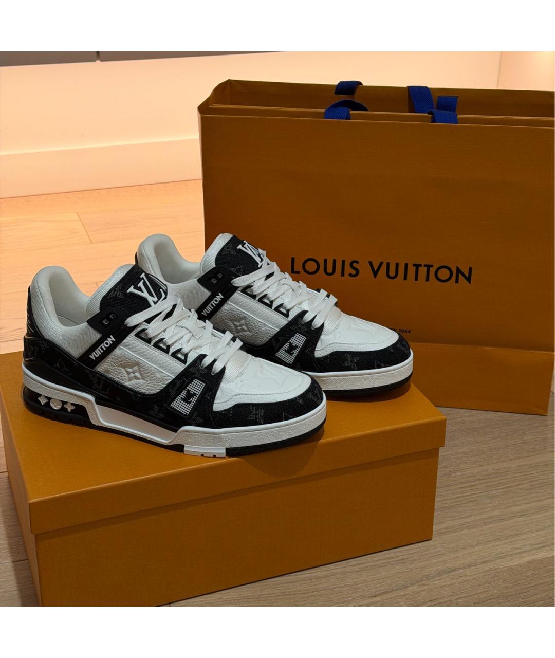 LOUIS VUITTON Черные кожаные высокие кроссовки / кеды, фото 8