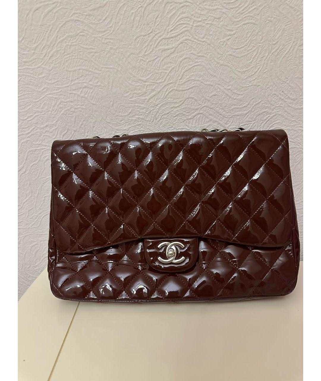 CHANEL Бордовая кожаная сумка с короткими ручками, фото 5