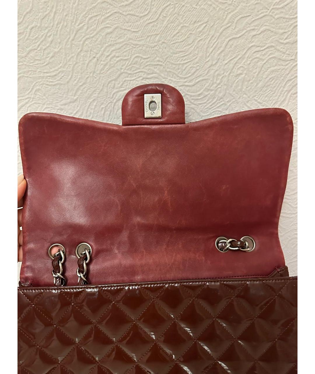 CHANEL Бордовая кожаная сумка с короткими ручками, фото 3