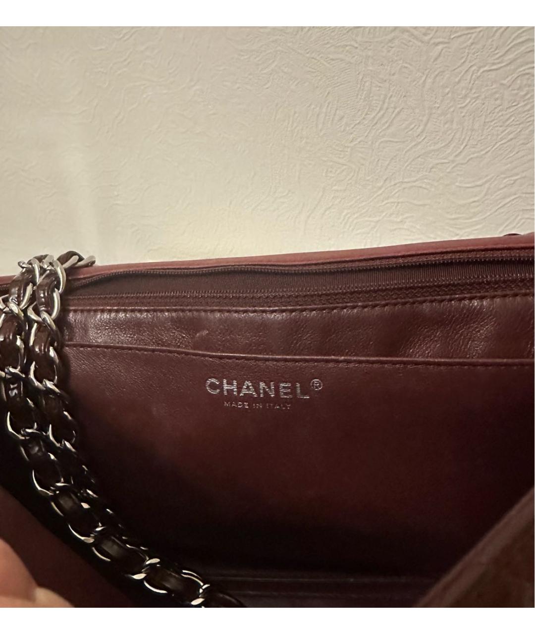 CHANEL Бордовая кожаная сумка с короткими ручками, фото 4