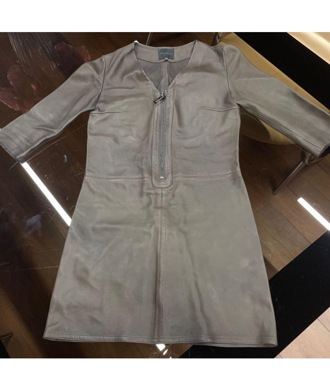 CIRCUS HOTEL Серое кожаное платье, фото 5