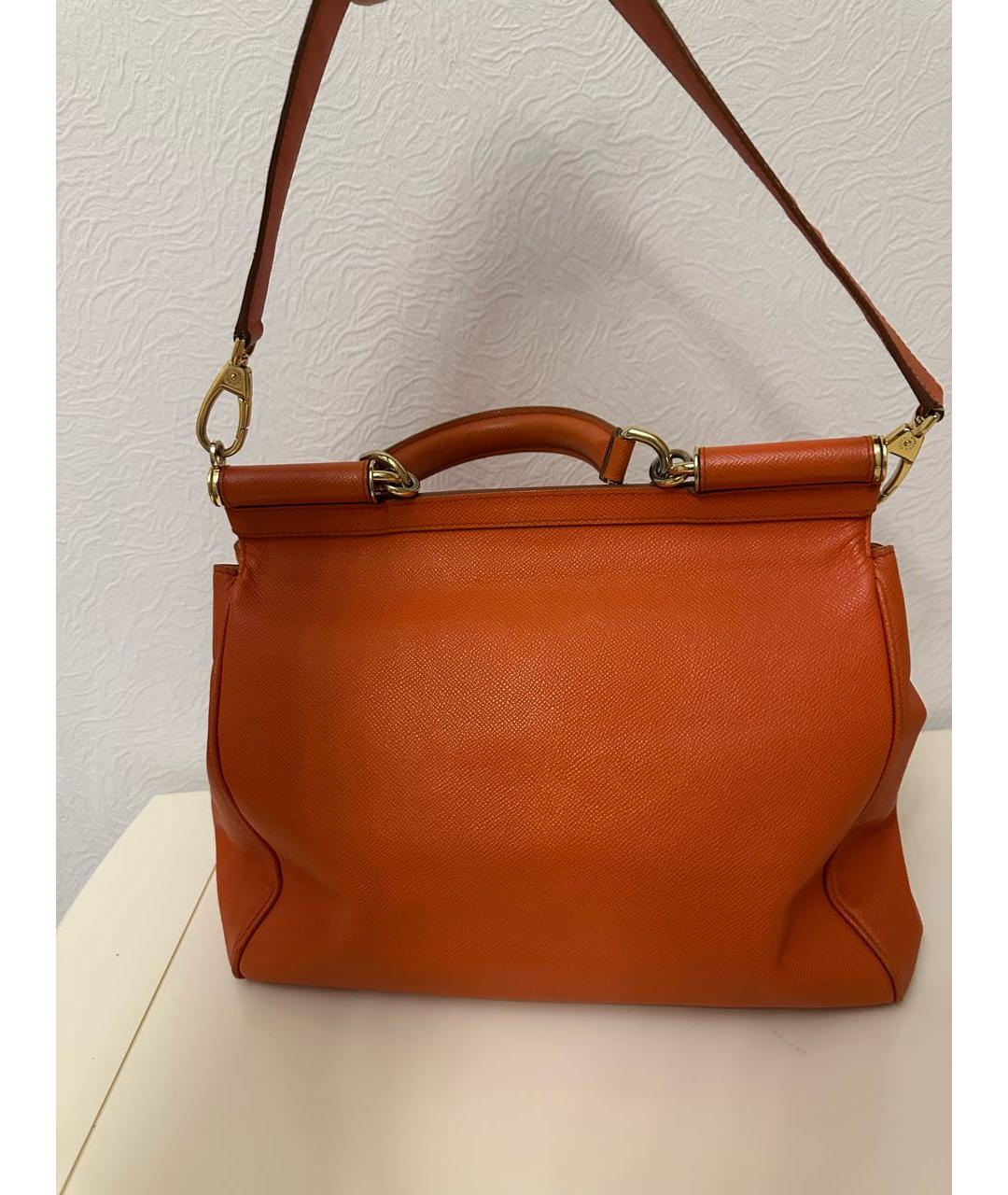 DOLCE&GABBANA Оранжевая кожаная сумка тоут, фото 3