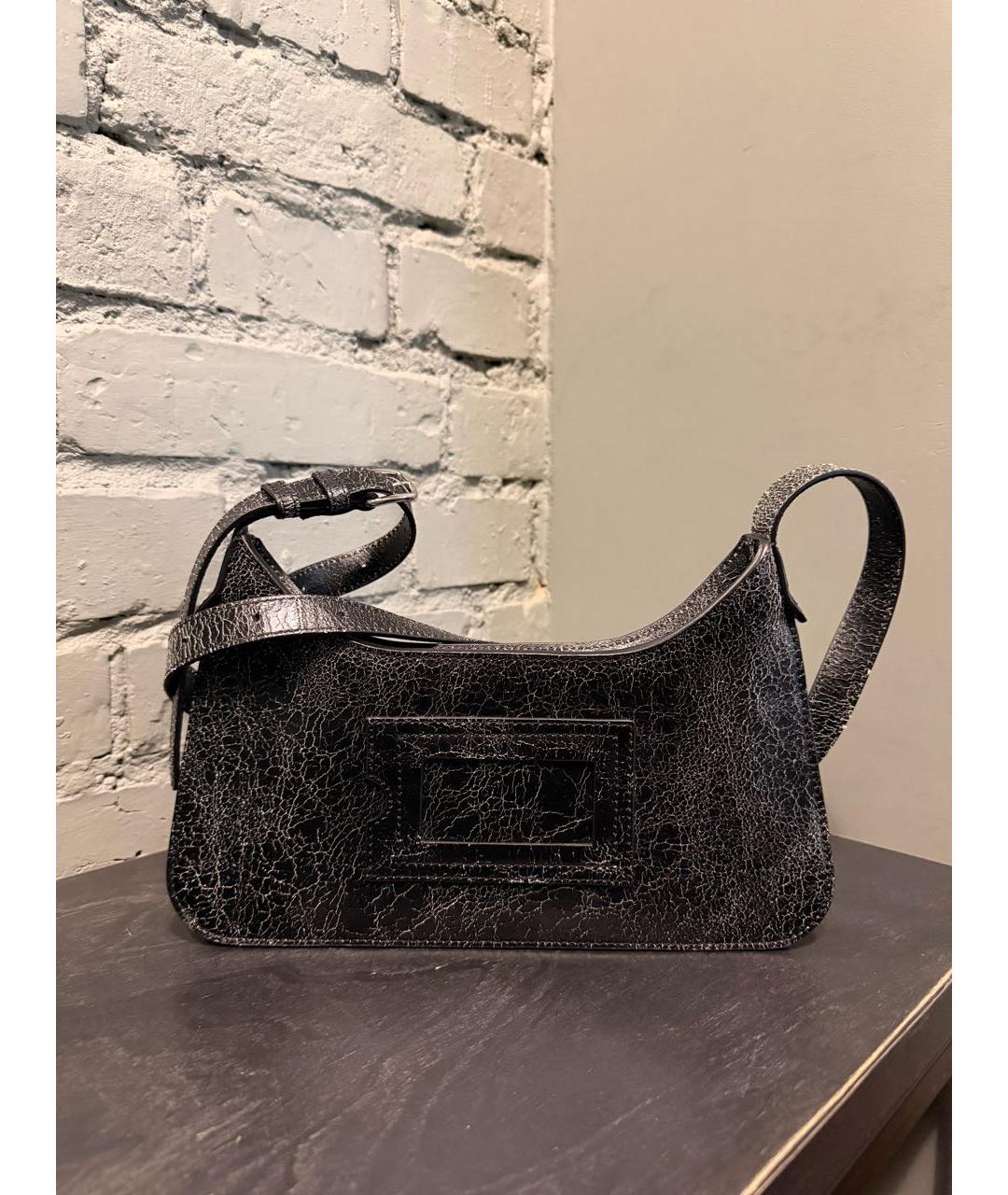 ACNE STUDIOS Черная кожаная сумка через плечо, фото 3