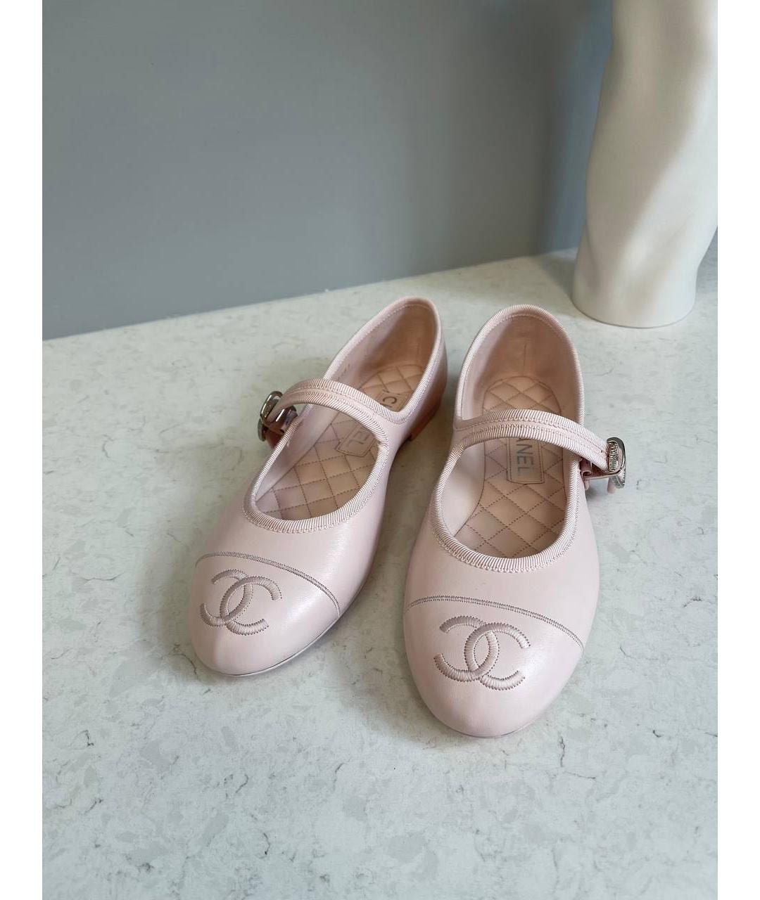 CHANEL Розовые кожаные балетки, фото 3
