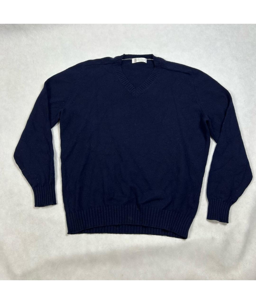 BRUNELLO CUCINELLI Темно-синий кашемировый джемпер / свитер, фото 7