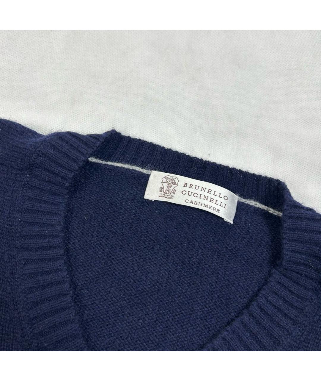 BRUNELLO CUCINELLI Темно-синий кашемировый джемпер / свитер, фото 3