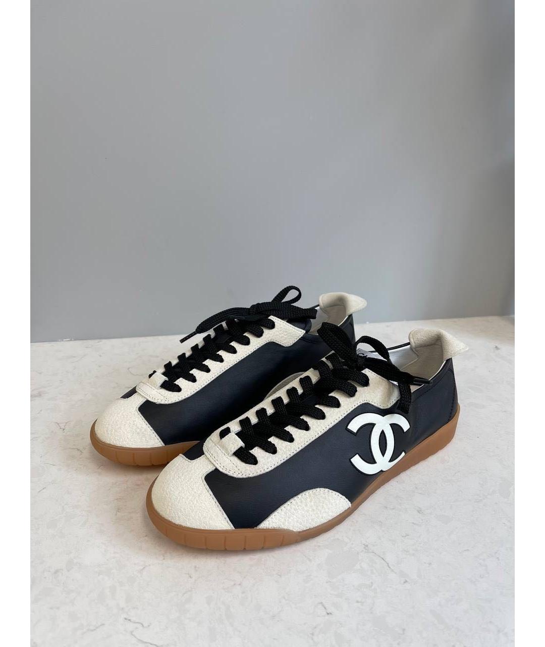 CHANEL Черные кожаные кеды, фото 4