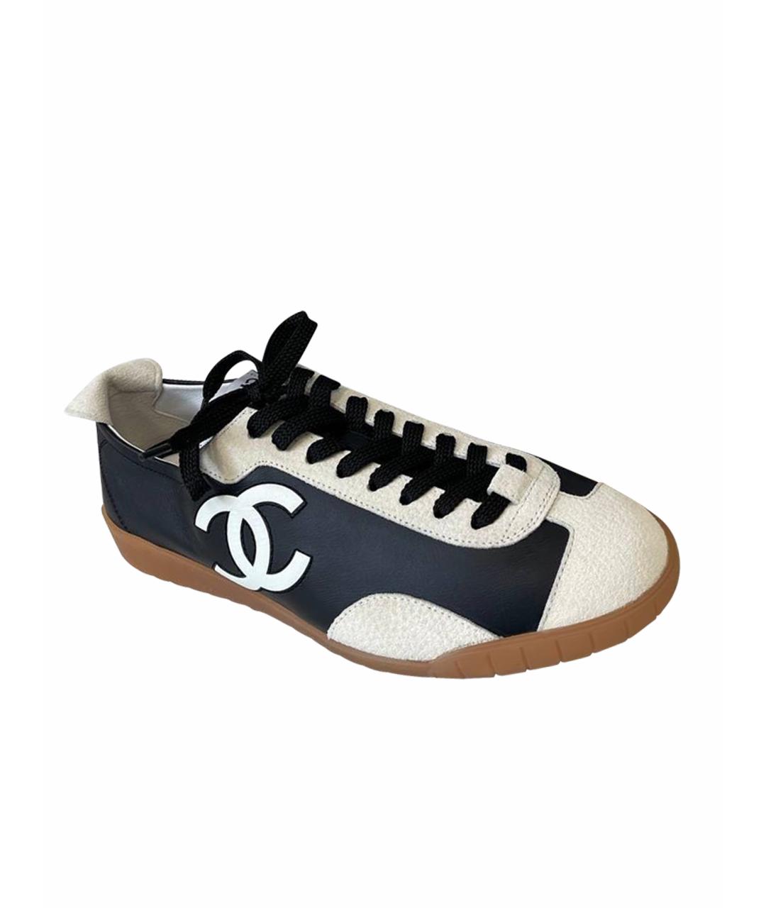 CHANEL Черные кожаные кеды, фото 1