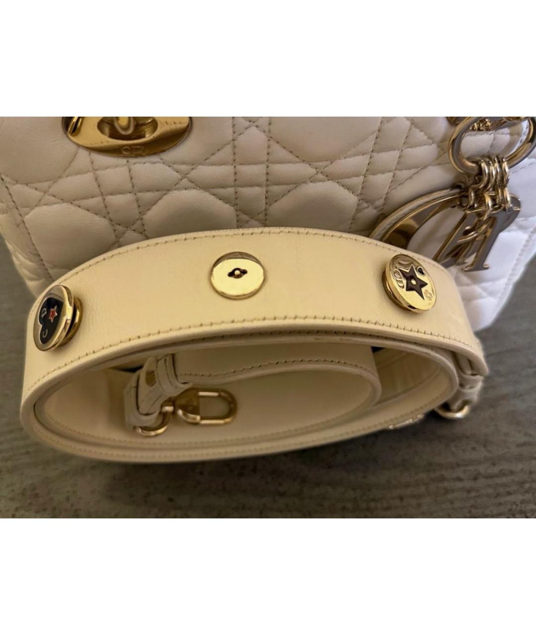 CHRISTIAN DIOR Белая кожаная сумка с короткими ручками, фото 7