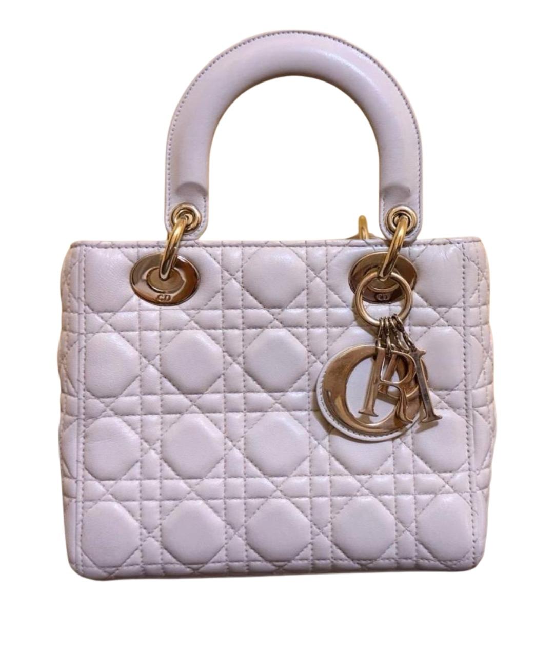 CHRISTIAN DIOR Белая кожаная сумка с короткими ручками, фото 1