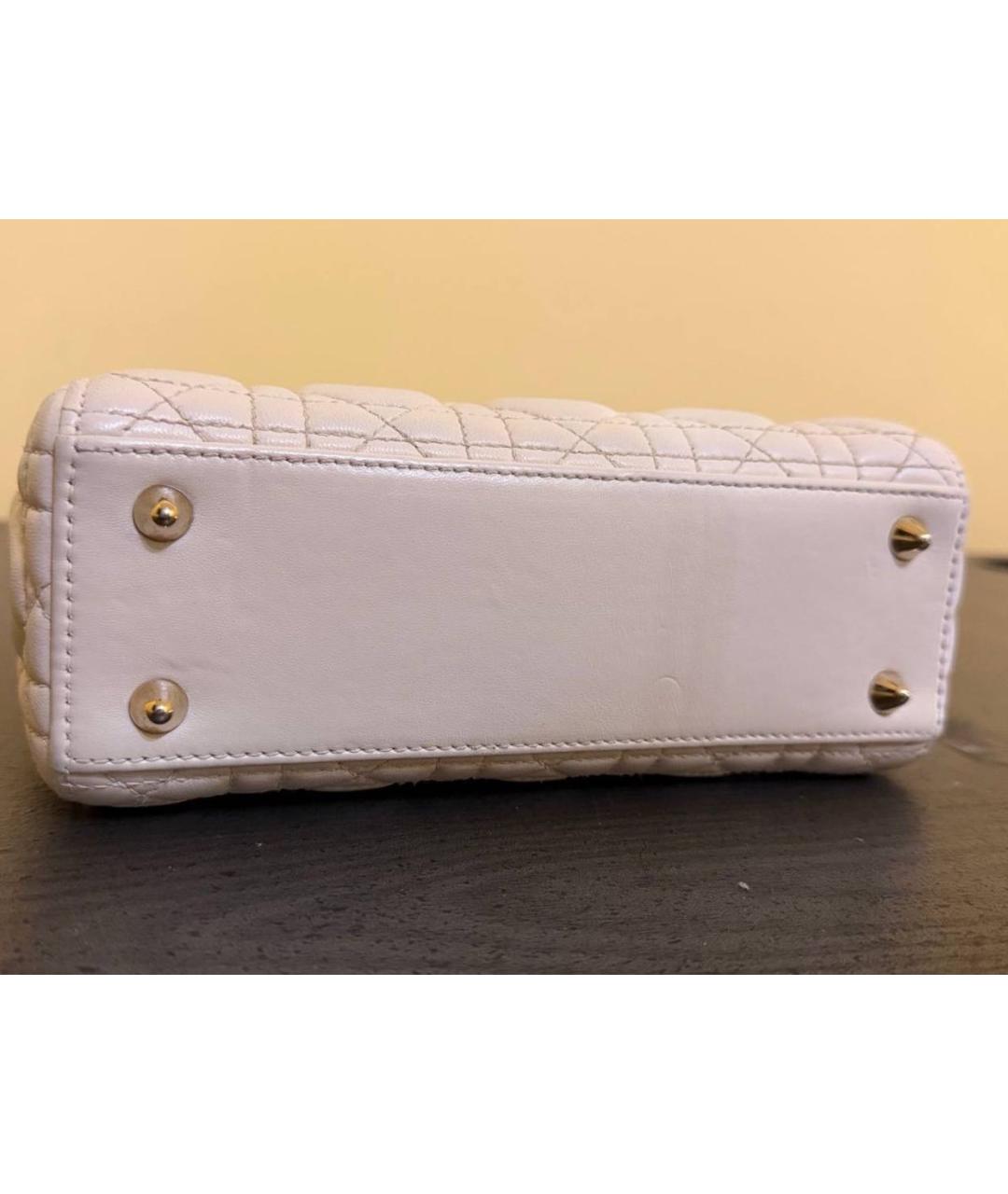 CHRISTIAN DIOR Белая кожаная сумка с короткими ручками, фото 5