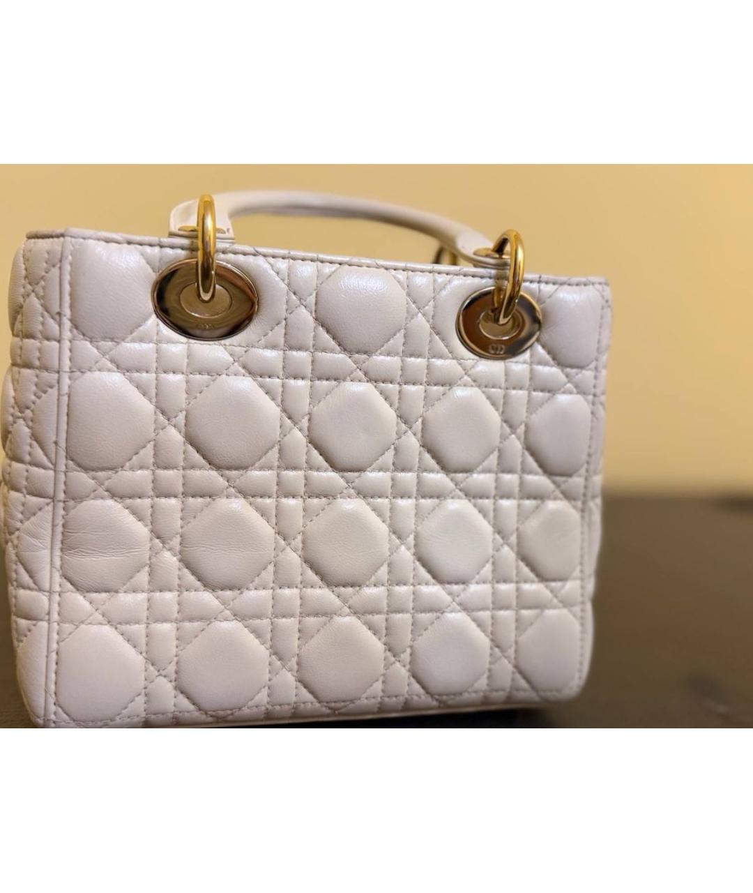 CHRISTIAN DIOR Белая кожаная сумка с короткими ручками, фото 3