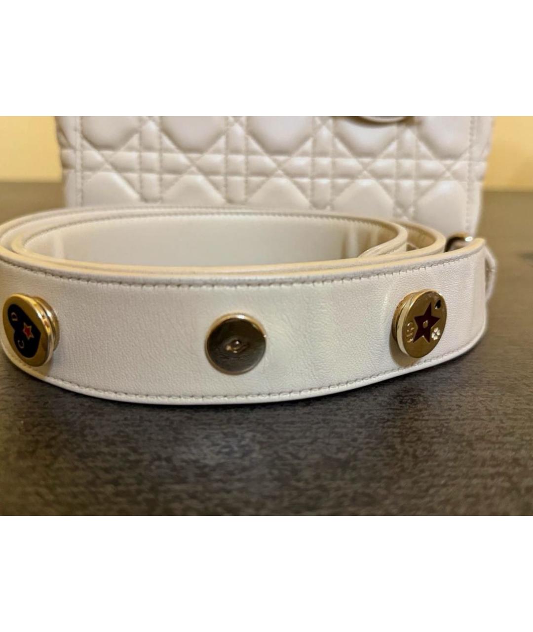 CHRISTIAN DIOR Белая кожаная сумка с короткими ручками, фото 8