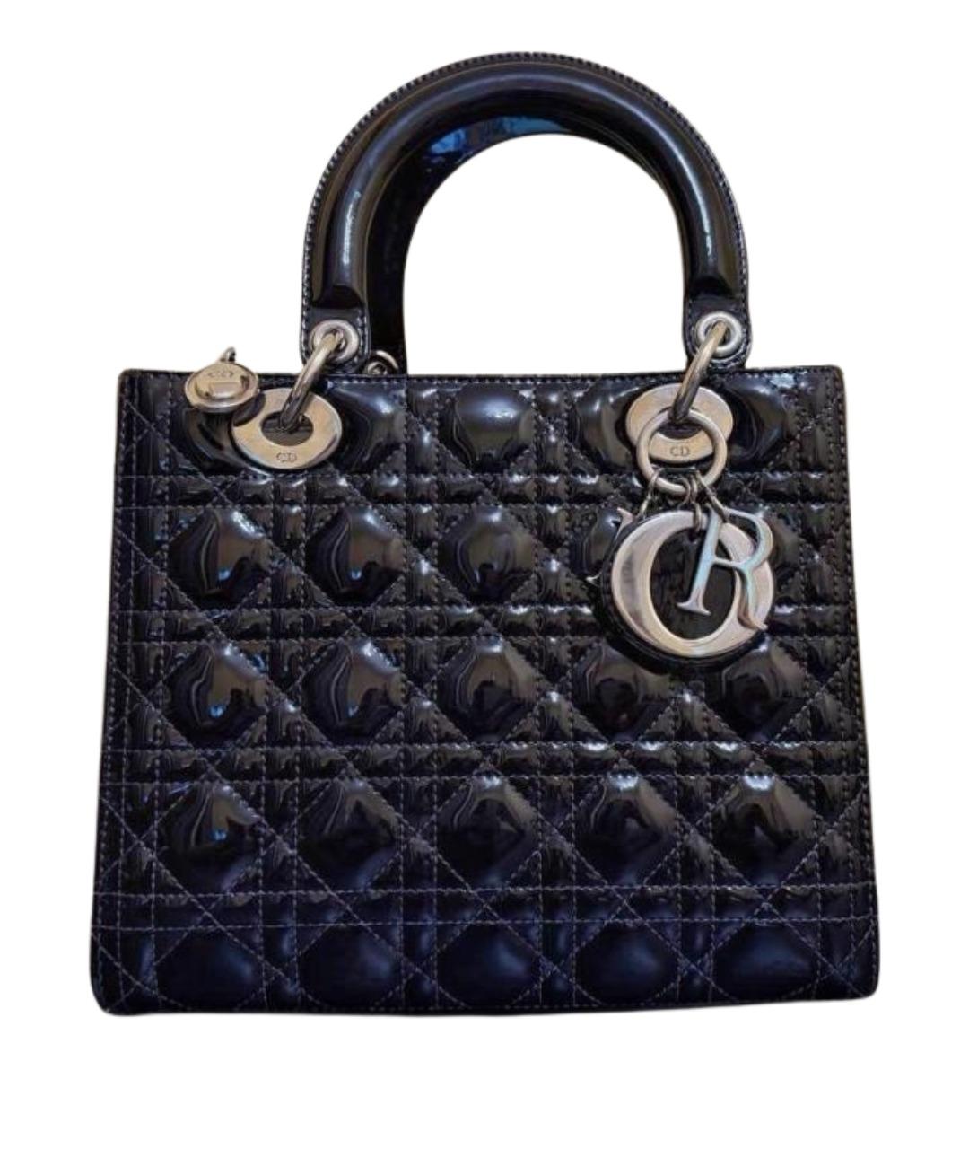 CHRISTIAN DIOR Черная сумка с короткими ручками из лакированной кожи, фото 1