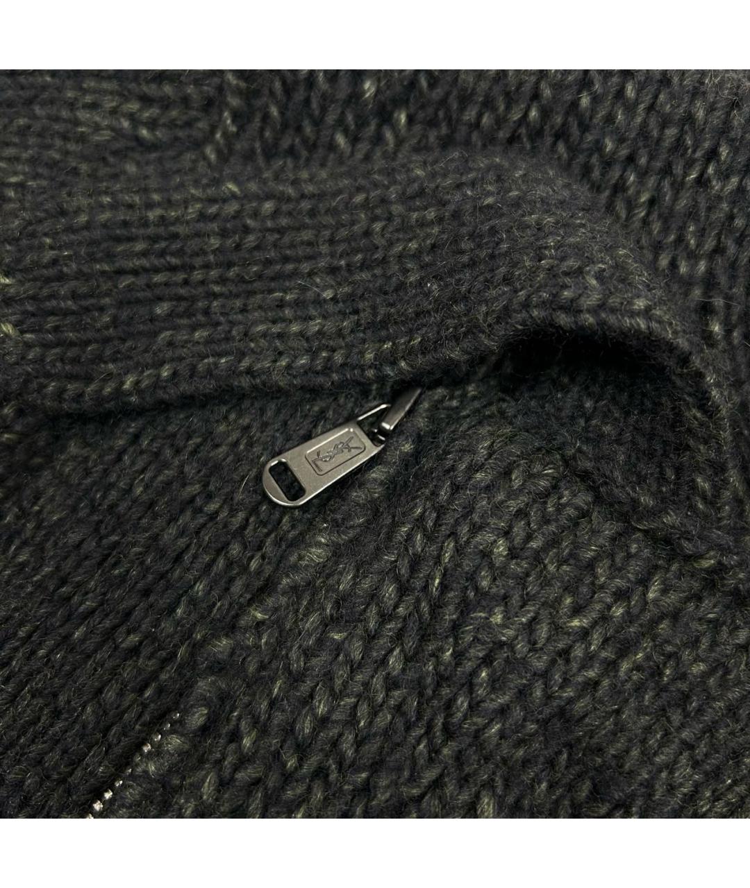 SAINT LAURENT Серый шерстяной кардиган, фото 3