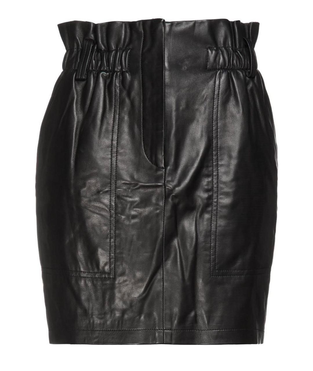 IRO Черная кожаная юбка мини, фото 7