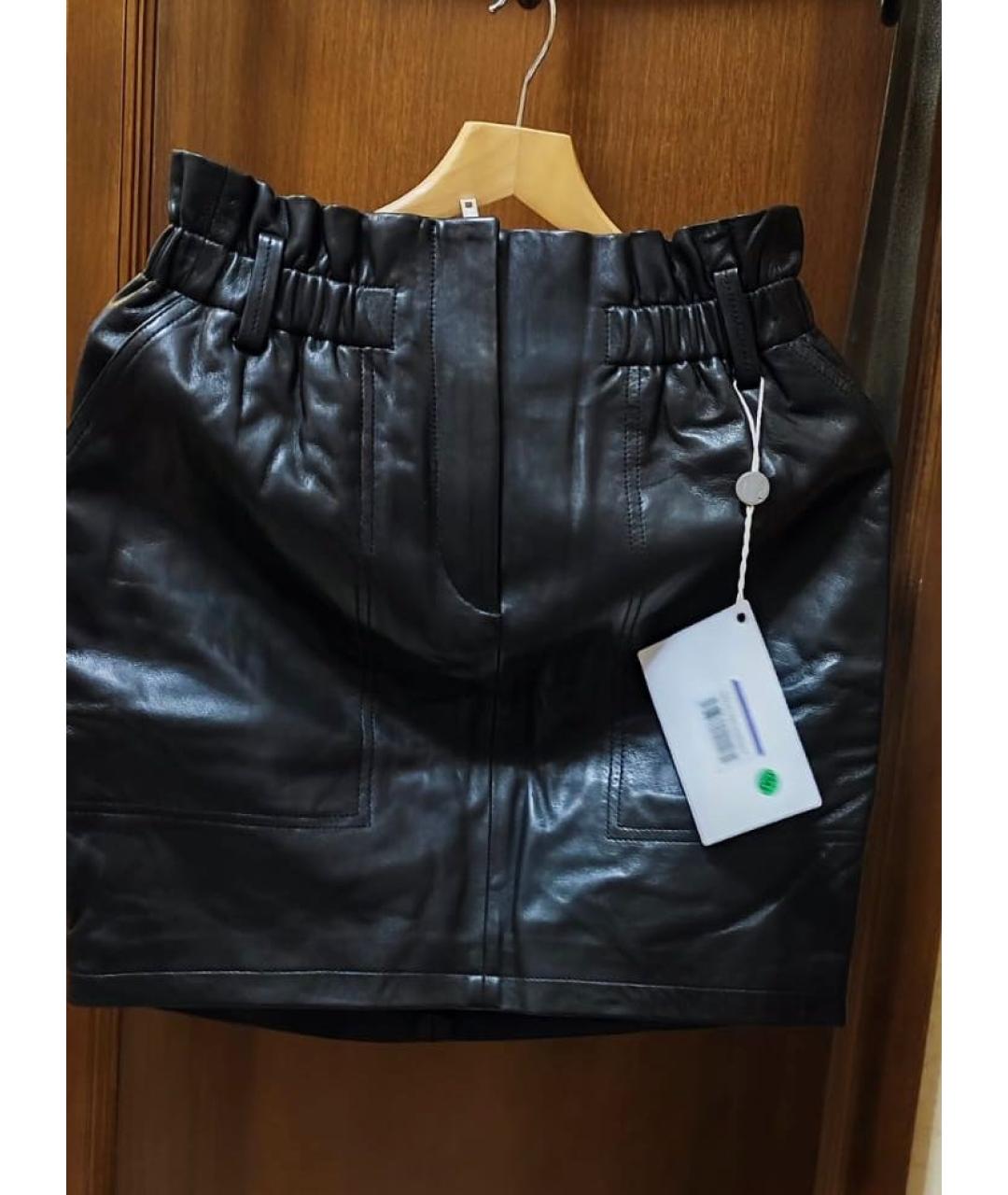 IRO Черная кожаная юбка мини, фото 5