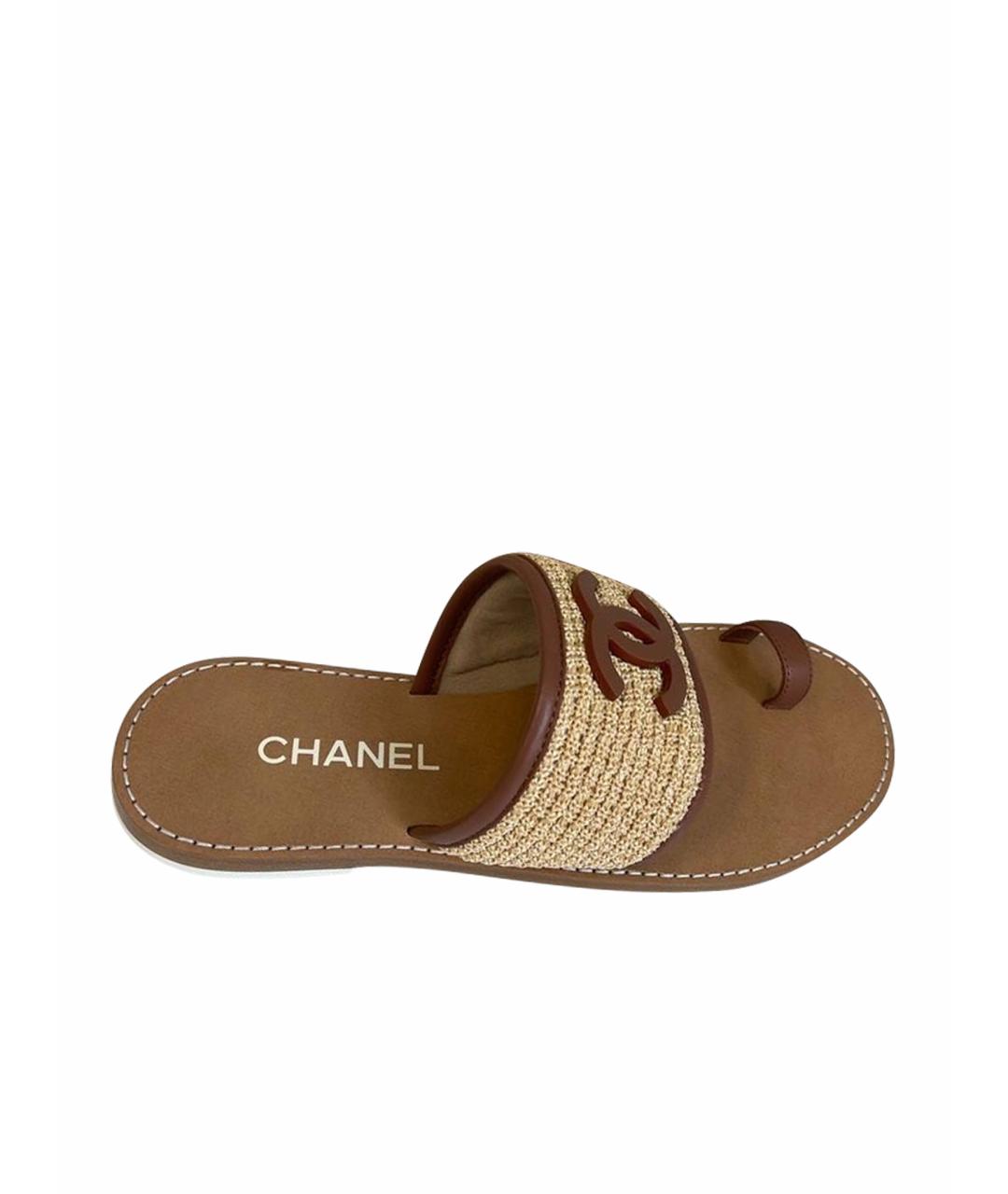 CHANEL Бежевые кожаные сандалии, фото 1