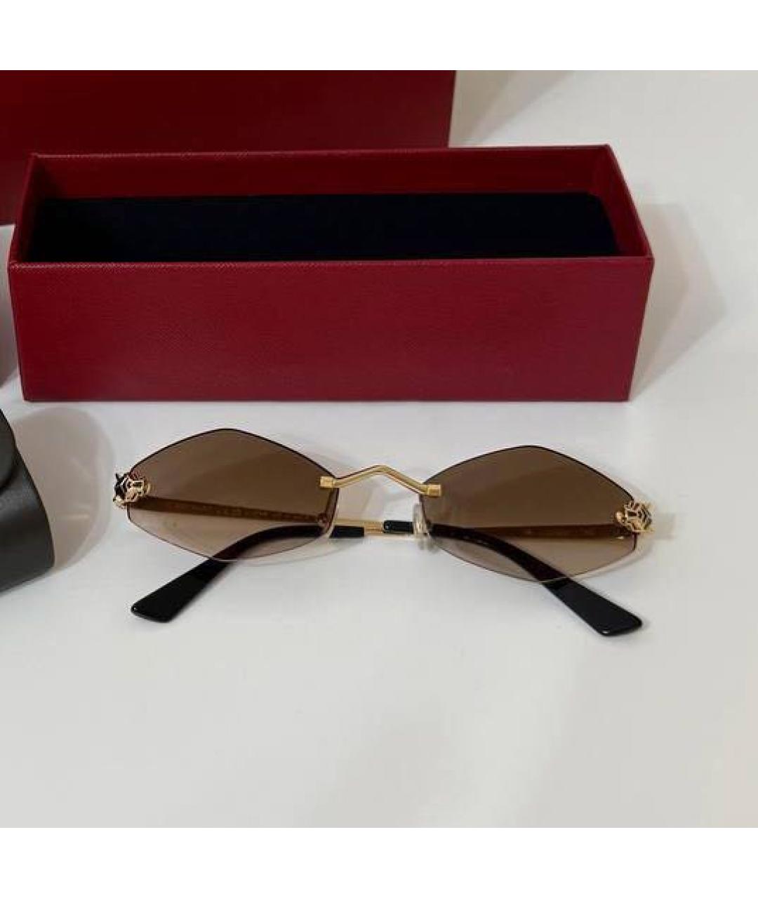 CARTIER Коричневые металлические солнцезащитные очки, фото 6