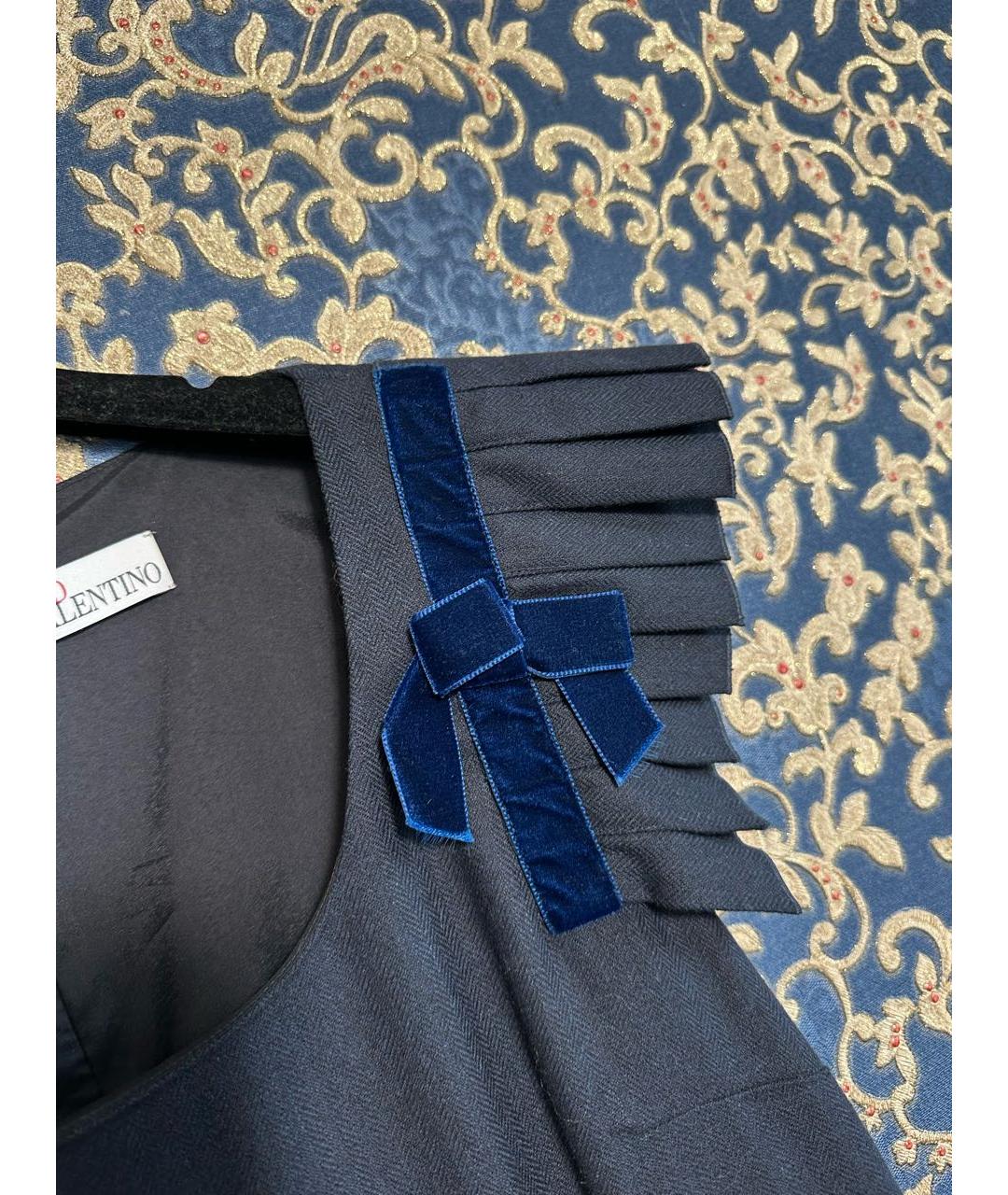 RED VALENTINO Темно-синее шерстяное повседневное платье, фото 5