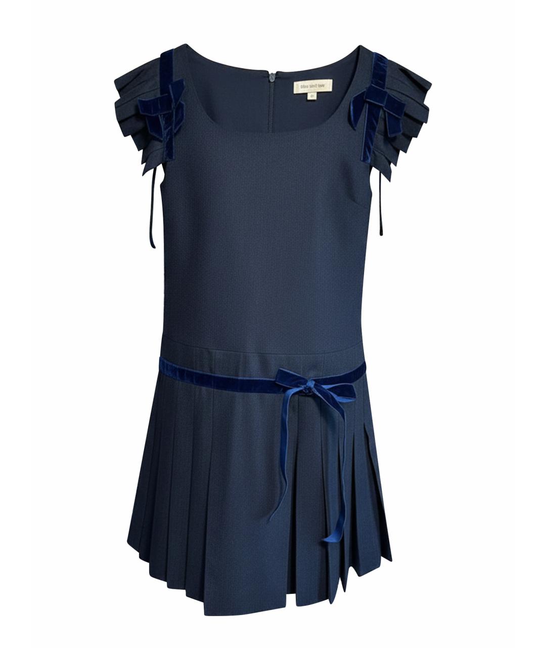 RED VALENTINO Темно-синее шерстяное повседневное платье, фото 1